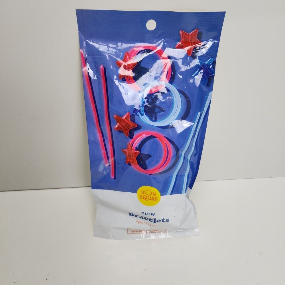 Target Sun Squad Brand 8ct Patriotic Star Glow Bracelets Ages 5+